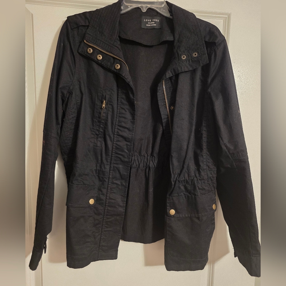 Love Tree Black Utility Jacket